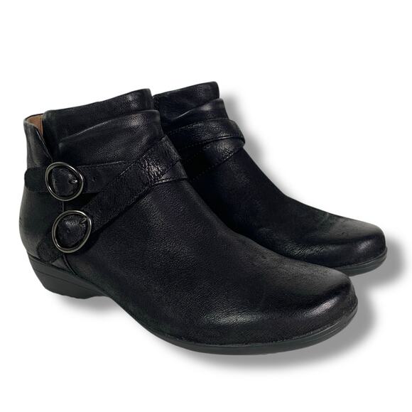Dansko Ankle Bootie Faithe Black Burnished Leather Nubuck US Size 6.5 / 7 EU 37 - Picture 1 of 11